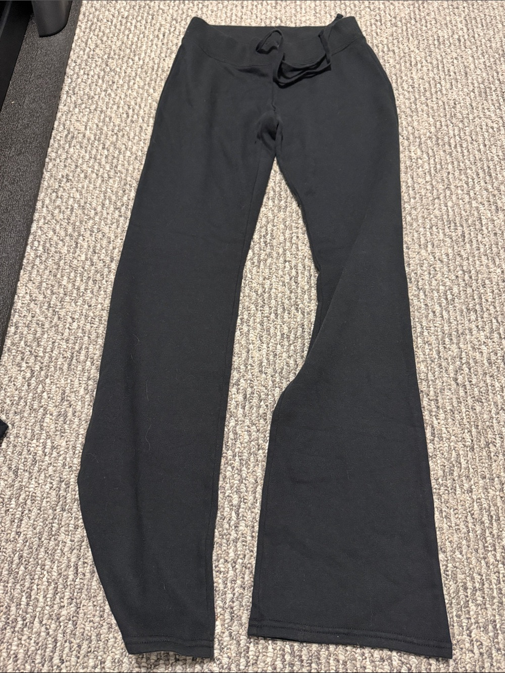 Black Womens Flare Drawstring Waist Knit Pants